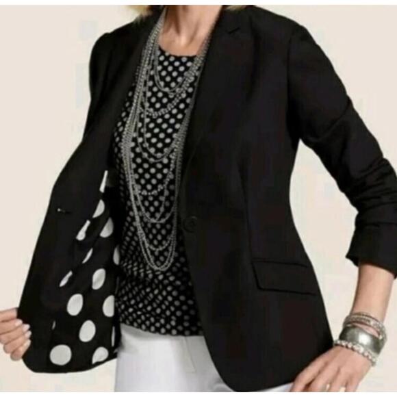 Chico's Jackets & Blazers - Chico's City Chic Blazer Black/White Polka Dot Lining NWOT Classic - Sz 2 (12)